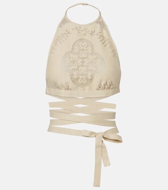 Open-back cotton-blend crop top | Valentino