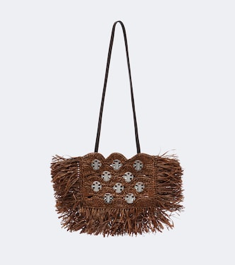 Embellished raffia shoulder bag | Rabanne
