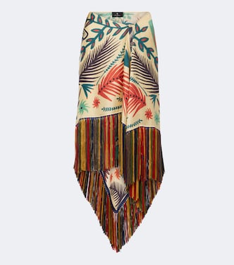 Fringed printed asymmetric silk maxi skirt | Etro