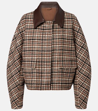 Veste en laine mélangée à motif pied-de-poule | Brunello Cucinelli
