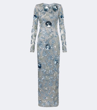 Pierre embellished floral-appliqué gown | Rachel Gilbert