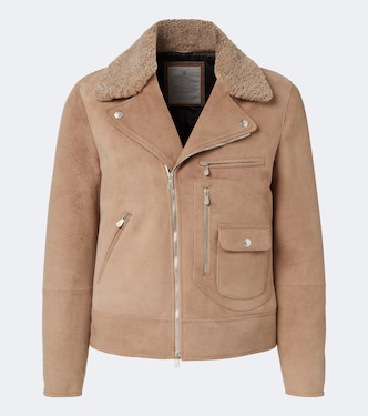 Shearling-trimmed suede biker | Brunello Cucinelli