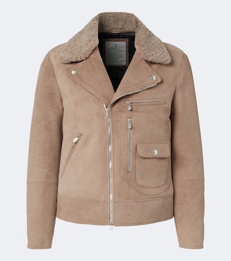 Shearling-trimmed suede biker | Brunello Cucinelli