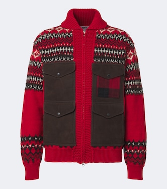 Suede-trimmed wool zip-up cardigan | Junya Watanabe