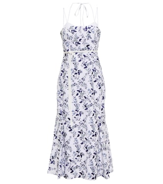 Robe midi Otto brodée en lin | Erdem