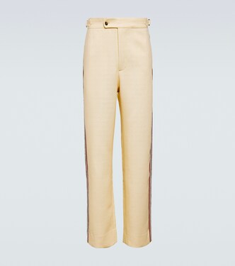 Stria beaded cotton straight pants | Bode
