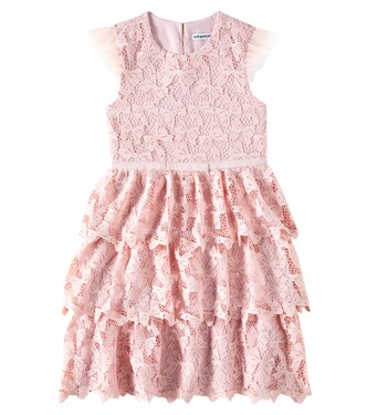 Bow-detail tiered lace dress | Self-Portrait Kids
