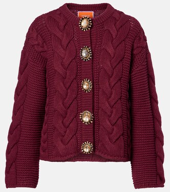 Portrait embellished wool-blend cardigan | La DoubleJ