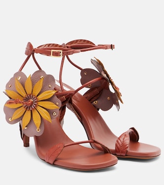 Brightside floral-appliqué leather sandals | Zimmermann