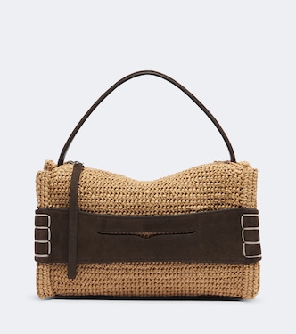 Sac Loafer Small en raphia et daim | JW Anderson