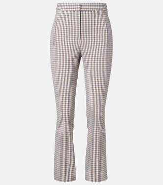 Gingham seersucker cropped slim pants | Veronica Beard