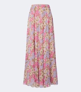 Floral silk crêpe de chine midi skirt | Valentino