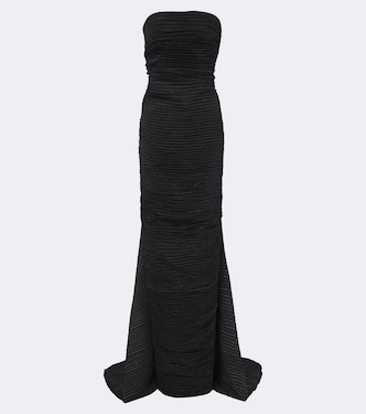 Pleated satin bustier gown | Marmar Halim
