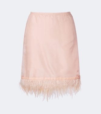 Lark feather-trimmed silk miniskirt | Staud