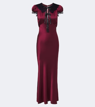 Midikleid aus Seidensatin mit Spitze | Rodarte