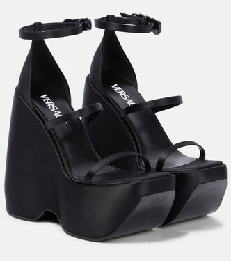 Triplatform satin platform sandals | Versace