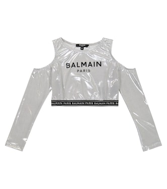 Logo off-shoulder top | Balmain Kids