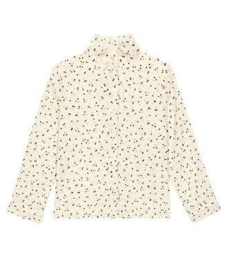 Ruffled cherry-printed cotton blouse | Bonpoint