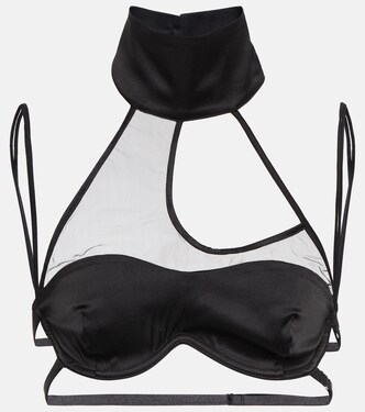 Sujetador de satén con paneles de malla | Didu