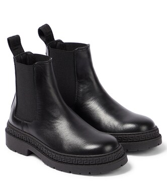 Greca leather Chelsea boots | Versace Kids