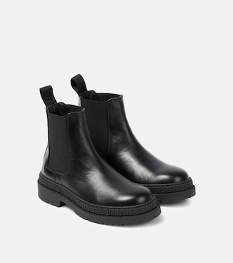 Greca leather Chelsea boots | Versace Kids