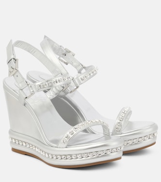 Pyrastrass metallic leather wedge sandals | Christian Louboutin