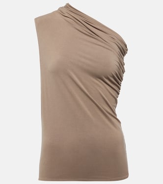 Pillar one-shoulder cotton-blend top | Entire Studios