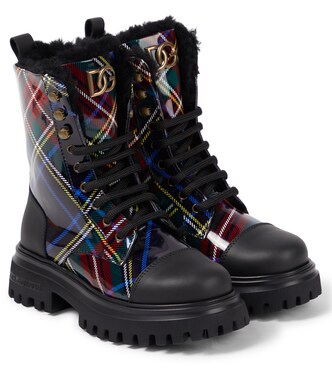 Checked leather boots | Dolce&Gabbana Kids