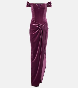 Asymmetric velvet bustier gown | Alex Perry