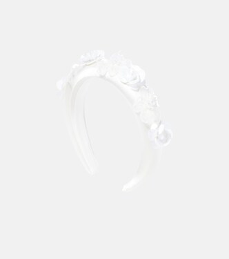 Floral-appliqué silk headband | Self-Portrait Kids