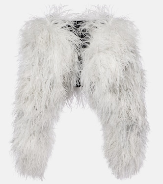 Feather-trimmed cropped jacket | Dolce&Gabbana