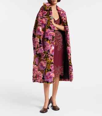 Beaded silk slip dress in burgundy - Dries Van Noten