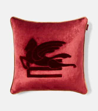 Pegaso embroidered velvet cushion | Etro