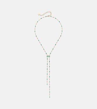 18kt gold necklace with emeralds and diamonds  | Shay Jewelry