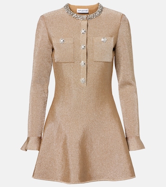 Crystal-embellished lamé minidress | Self-Portrait