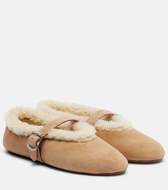 Shearling-lined suede ballet flats | Alaïa