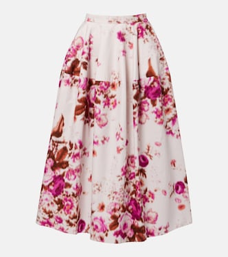 Floral cotton poplin midi skirt | Erdem