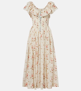 Robe midi Illiana en coton à motif floral | Dôen