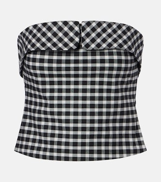 Chiara gingham cotton-blend tube top | Posse