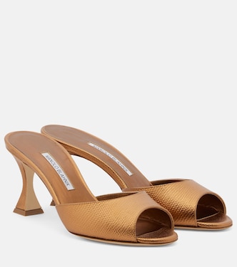 Pantoletten Jadaron aus Metallic-Leder | Manolo Blahnik