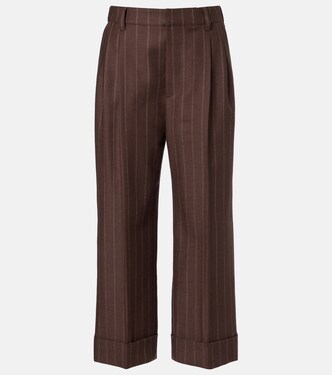 Chalk stripe wool cropped flared pants | Brunello Cucinelli