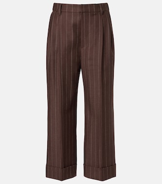 Chalk stripe wool cropped flared pants | Brunello Cucinelli