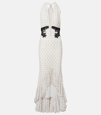 Lace-trimmed polka-dot maxi dress | Self-Portrait