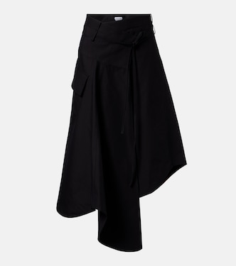 Jupe midi asymétrique en coton | Bottega Veneta