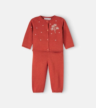 Baby Melnie wool and cotton cardigan and pants set | Bonpoint