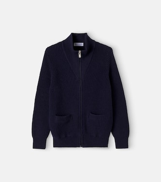 Cárdigan de algodón con cremallera | Brunello Cucinelli Kids