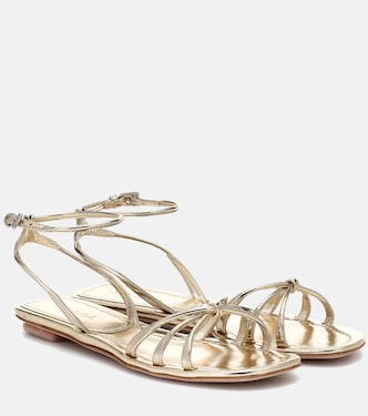 Metallic leather sandals | Prada