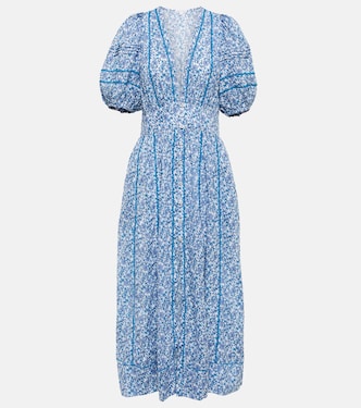 Robe midi Reine en coton à fleurs | Poupette St Barth