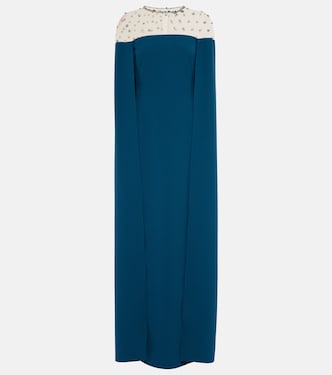 Ambere embroidered cape-detail gown | Safiyaa