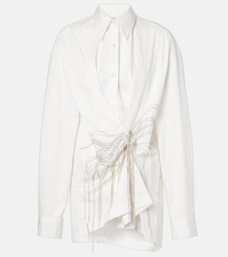 Embellished gathered cotton blouse | Dries Van Noten